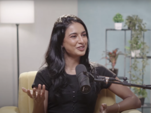 rida taranna recording a podcast